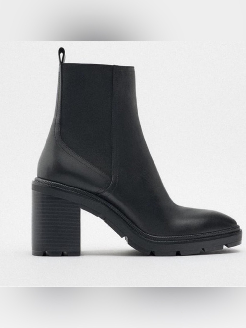 Zara Square Toe Leather Chelsea Boots